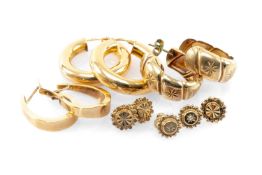 9CT GOLD EARRINGS comprising 4 x pairs and three similar, 14.5gms gross Provenance: deceased