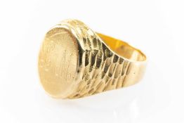 YELLOW METAL SIGNET RING, engraved initials, ring size W, 7.0gms in box Provenance: deceased