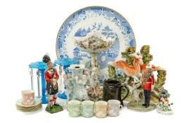 ASSORTED CERAMICS & GLASS, including Sitzendorf china figure of a Napoleonic Highland officer, Royal
