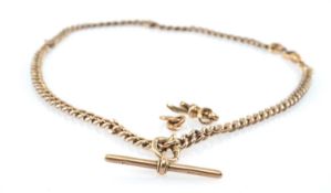 9CT GOLD ALBERT, curblink with T-bar, 43cms long, 31.7g. Provenance: private collection Comments: