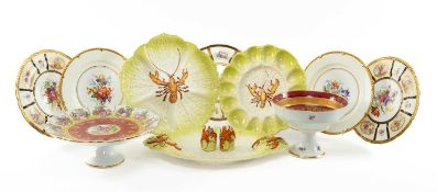 ASSORTED DECORATIVE CERAMICS, including Carlton Ware 'Lobster' pattern dishes and cruet, 5x