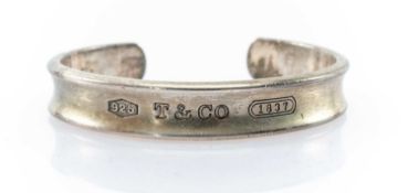 TIFFANY & CO SILVER 1837 OPEN CUFF / BANGLE, stamped with signature, '925' and '1997', 48.6gms