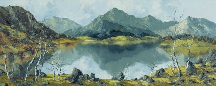 ‡ CHARLES WYATT WARREN (Welsh 1908-1993) oil on board - Llyn Padarn, Eryri (Snowdonia) with Yr