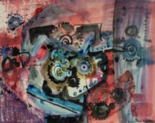 ‡ LESLIE MOORE (Welsh 1913-1976) mixed media - abstract, signed and dated '64/65, 40 x 50cms