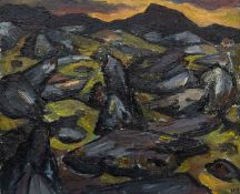 ‡ HELEN STEINTHAL (1911-1991) oil on board - entitled verso, 'Above Creigiau, Dref Tremadog'