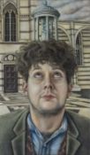 ‡ SALLY MOORE (Welsh b.1962) oil on panel - entitled verso, 'Portrait' on Martin Tinney Gallery