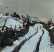 ‡ WILLIAM SELWYN (Welsh b. 1933) mixed media - entitled verso, 'Lon i'r Chwarel' (Road to the