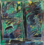 ERNEST ZOBOLE large oil on canvas - entitled verso, 'Street Incident No.3', signed and dated verso