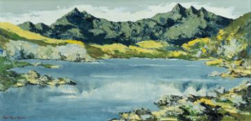 ‡ CHARLES WYATT WARREN (Welsh 1908-1993) oil on board - entitled verso, 'Snowdon from Llyn
