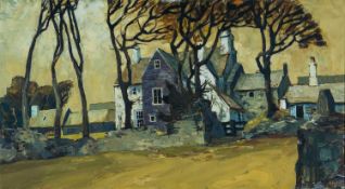 ‡ AUDREY HIND (b. 1936) oil on board - entitled verso 'Cefn Coch' signed, 49 x 89cms Provenance: