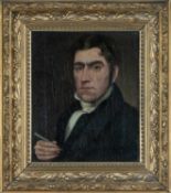 HUGH HUGHES (Welsh 1790–1863) oil on canvas - 1822 head and shoulders self-portrait, inscribed on
