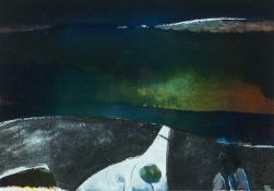 ‡ DEWI TUDUR (Welsh b.1957) mixed media - entitled verso, 'Mae'n Cychwyn Bwrw Eira' / It's