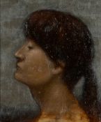 ‡ SHAUN G DAY (b.1964) oil on linen on panel - entitled verso, 'Portrait study' on Fountain Fine Art
