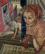 ‡ SALLY MOORE (Welsh b.1962) oil on board - entitled verso, 'Another Party' on Martin Tinney Gallery