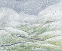 ‡ HELEN STEINTHAL (1911-1991) oil on canvas - entitled verso, 'Snowstorm', signed verso, 50 x
