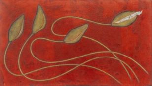 ‡ SIGRID MULLER (b.1962) mixed media - entitled verso, 'White Poppies' on Martin Tinney Gallery