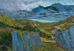 ‡ GWILYM PRICHARD (Welsh 1931-2015) oil on canvas - entitled verso, 'Ffestiniog' on Martin Tinney