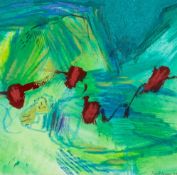 ‡ BERT ISAAC (Welsh 1923-2006) acrylic - entitled verso, 'Vortex', signed and dated '02, 17 x