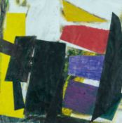 ‡ GLYN BAINES (1930-2023) mixed media - collage on board, untitled, Martin Tinney Gallery label,