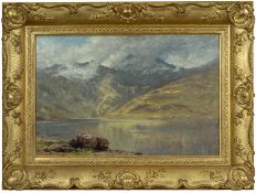BENJAMIN WILLIAMS LEADER RA (1831-1923) oil on board - 'Llyn Llydaw', signed and dated 1871, 39 x 59