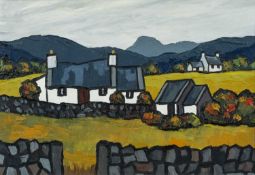 ‡ DAVID BARNES (Welsh 1942-2021) oil on board - entitled verso, 'Near Rowen', signed verso, 26.5 x