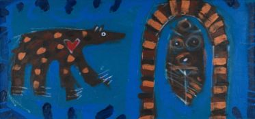 ‡ WILLIAM BROWN (Canadian-Welsh 1953-2008) oil on canvas - entitled verso, 'Brown Bear Admiring