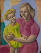 ‡ ERIC MALTHOUSE (1914-1997) oil on board - entitled verso, 'Mother and Child' on Martin Tinney