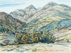 EDGAR HOLLOWAY (1914-2008) watercolour and pencil - entitled 'Snowdon', signed and dated '98, 28 x