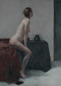 ‡ DAVID KNIGHT (b.1965) oil on canvas - entitled verso, 'Bedside' on Albany Gallery label, signed,