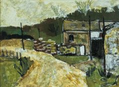 ‡ GWILYM PRICHARD (Welsh 1931-2015) oil on board - entitled on original retained frame, 'Ty Newydd-