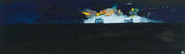 ‡ DEWI TUDUR (Welsh b.1957) mixed media - entitled verso, 'Awyr Stormus/Stormy Sky' on Martin Tinney