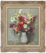 ‡ MARCEL DYF (French, 1899-1985) oil on canvas - 'Dahlias et Cosmos', signed, titled and dated verso