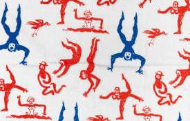 ALEXANDER CALDER (American 1898-1976) textile, 'Calders Acrobats', 1976, length 16.5