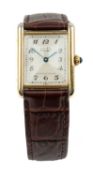 SILVER GILT MUST DE CARTIER LADIES' 'TANK' WRISTWATCH, stepped cream dial with Arabic numerals,