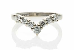 18CT WHITE GOLD SEVEN STONE DIAMOND RING, wishbone design, ring size N, 3.1gms Provenance: private