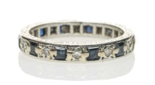 WHITE METAL SAPPHIRE & DIAMOND ETERNITY RING, ring size N 1/2, 5.4gms in Alan Houghton of