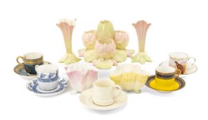 ASSORTED ROYAL ROYAL WORCESTER CUPS & VASES, including pair shape 365 bud vases 12cms (h), shape D69