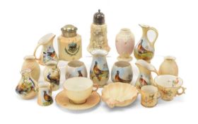 ASSORTED LOCKE & CO. WORCESTER 'BLUSH IVORY', including pair small leaf moulded vases, sugar caster,