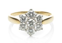 18CT GOLD SEVEN STONE DIAMOND RING, the seven round brilliant cut diamonds measuring 1.0cts