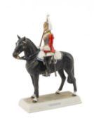 GOEBEL PORCELAIN MODEL OF LIFE GUARDS TROOPER, on horseback, titled base, signed with artist's