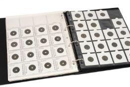 BLUE COIN ALBUM containing various Chinese cash coins including Qianlong Boo-chiowan Board of