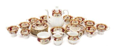 ROYAL ALBERT 'LADY HAMILTON' PATTERN BONE CHINA SERVICE, comprising coffee pot, 10 tea cups, 2