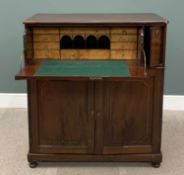 REGENCY MAHOGANY SECRETAIRE with fine fitted interior and multi-sectional lower cupboard, 117 (h)