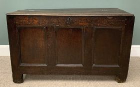 ANTIQUE OAK CHEST early 19th Century, having a three fielded panel front, 73 (h) x 122 (w) x