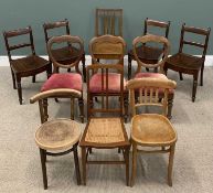 ELEVEN VARIOUS CHAIRS including bentwood, a set of four farmhouse dining type chairs etc.
