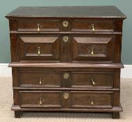 JACOBEAN STYLE ANTIQUE CHEST OF DRAWERS with four drawers (two piece), 95 (h) x 101 (w) x 64cms (