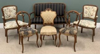 HARLEQUIN SALON FURNITURE to include two seater sofa, 86 (h) x 121 (w) x 60cms (d), two French style