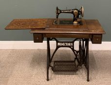 JONES TREADLE SEWING MACHINE, 80 (h) x 94 (w) x 47cms (d) Provenance: private collection Conwy