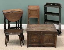 VINTAGE FURNITURE ASSORTMENT including a small gateleg table, nest of two tables, four shelf open