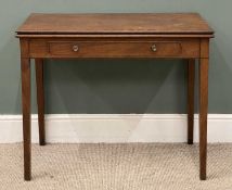 EDWARDIAN MAHOGANY FOLDOVER TEA TABLE with single drawer, 74 (h) x 91 (w) x 45cms (d) (closed)
